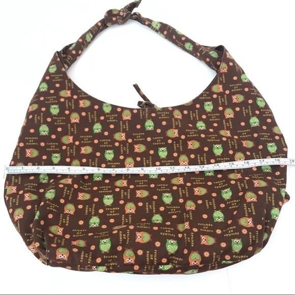 Y2K Hippie Bohemian Oversized Owl Print Canvas Fabric Tote Crossbody Book Bag - Picture 10 of 10